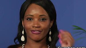 Kinky Stunner Gets Massive Jizz Load on Face in Blowbang!