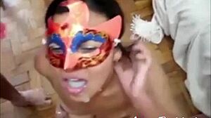 nanabukkake swallows cum from blowbang