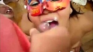 nanabukkake swallows cum from blowbang