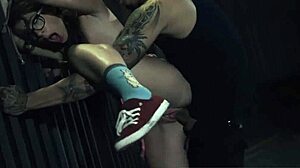 Bound Teen Takes Anal Fisting Gangbang