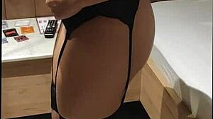 enfermeira in lingerie showing off for friend at motel