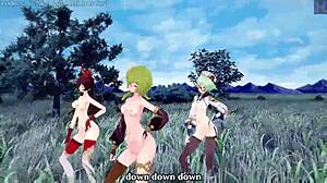 Hey, check out this 3D cartoon with Collei, Amber, and Sucrose from MMD!
