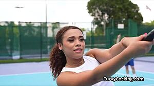 Does This Curly Ebony Spinner Want Cock After Tennis?