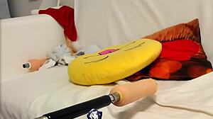 Petite brunette fucked by sex machine?