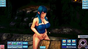 Beautiful Blue Haired Anime Girl Pleasures Herself in Hentai Scene