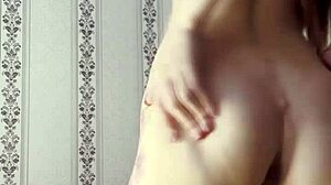 ki-sim rides a huge dildo in cowgirl position