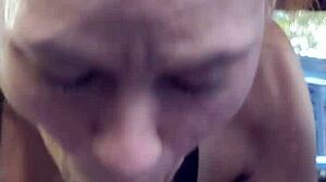 Damn! Rushing through a wild blowjob on the street in Florida's open air!