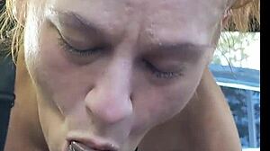 Damn! Rushing through a wild blowjob on the street in Florida's open air!