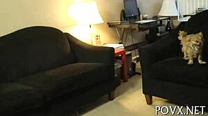 Hairy teen pussy gets cumshots pov.