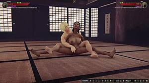 Rien dominates Brittany in naked wrestling with doggystyle anal