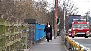 Chubby British Milf Flashes In Public Outdoors