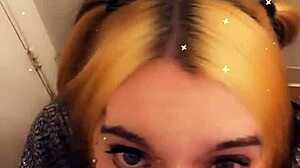 Pretty tranny on her knees, eager to suck you off with toys.