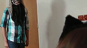 Rob fucks teen Alison Rey on top of his big cock in a threesome group scene with monster cocks