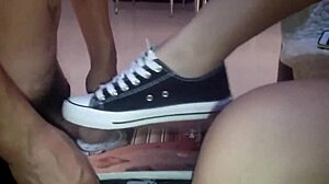 Mistress Sits on Male's Face with Socks and Feet in BDSM Session