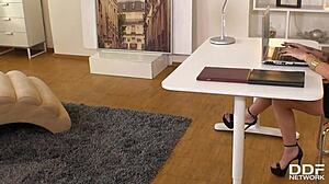 Busty Secretary Kneels To Suck Cock In Pov