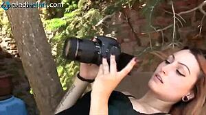 Redhead in Pantyhose Outdoors