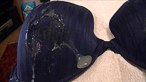 playing with the blue 38d bra at home