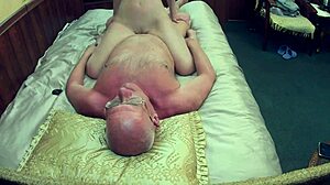 Close-Up View of Amateur Senior Couple Having Intimate Old-Time Married Sex