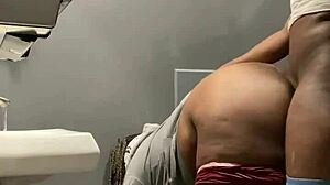 Bold Backshots in Bar Bathroom with Big Ass Creampie