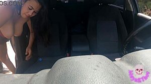Big Tits Babe Fucks Stranger Joining Her Masturbation In Car Quick Encounter!
