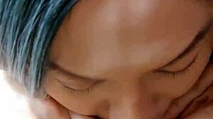 Asian ladyboy slurps big black cock in interracial encounter part 2.