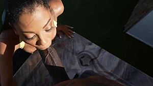 Ebony Step Sister Curious About Step Brother's Huge Cock Outdoors!