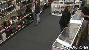 Naughty beauty accepts cash for raw sex in shop