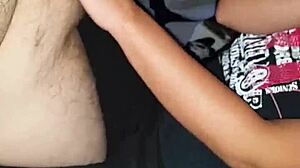 Horny girl sucks and fucks spic in chubby latina action.