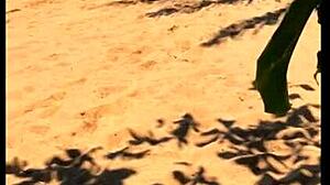 my wife peeing on the beach for a long time