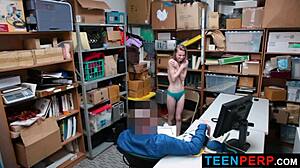 lp officer wrex oliver set a trap for this little 18+ devil catarina petrov - teen 18+ perp bent over and punished at work