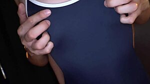 homemade asian babe with natural tits bent over for doggystyle creampie and facial part 2