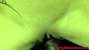 European Lezdom Babe Dildoes Shy Sub's Bound Pussy