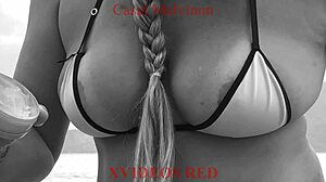 my wife peeing on the beach for a long time