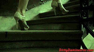 European Lezdom Babe Dildoes Shy Sub's Bound Pussy