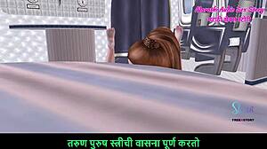 In this animated 3D cartoon, a beautiful teen girl lies on the floor fingering her ass and pussy