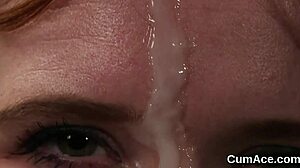 Slutty Babe Swallows Jizz In Facial Bukkake Cumshot Session