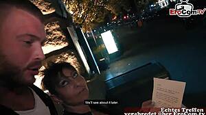 Check out this German mature lady getting picked up for a real street sex casting!