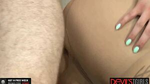 Riley Quinn celebrates holiday with intense anal and blowjob in fishnets. A special crossdressing surprise awaits.