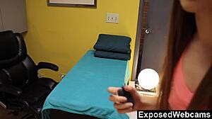 hey, this sexy teen masturbates solo with her tits out 😍