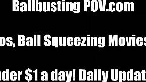 ballbusting is the ultimate humiliation for bound perverts in femdom bdsm