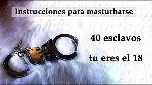 Jerk off instructions for slaves, you're number 18 in this Spanish BDSM session