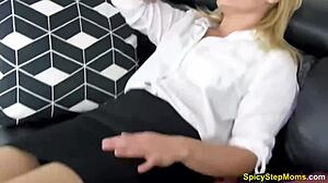 hot blonde stepmother chats about her daily life