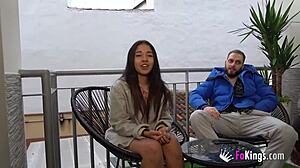 Do you want a chance in porn? This 18yo babe is horny for the casting interview, riding big cock with small 18+ tits.