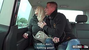 Blonde woman receives help finding her car while driving the breedbus.