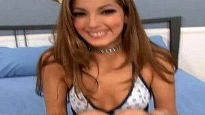 Teen 18+ with shaved pussy rides big cock and gets facial in wild scene