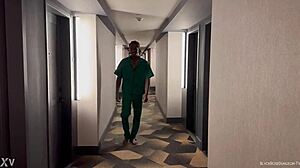 In the late night, she strokes the dick next door, leading to intense fucking and cumshot.