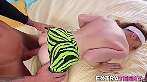 Hot petite teen rides big cock after blowjob