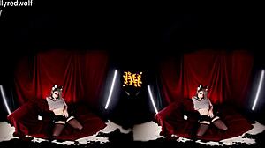 Helluva Boss test video for VR with big tits blonde in cosplay costumes