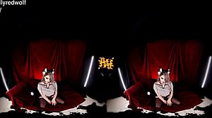 Helluva Boss test video for VR with big tits blonde in cosplay costumes