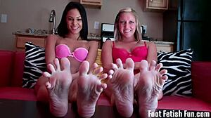 jerk your cock as we lick and wiggle our toes for you?